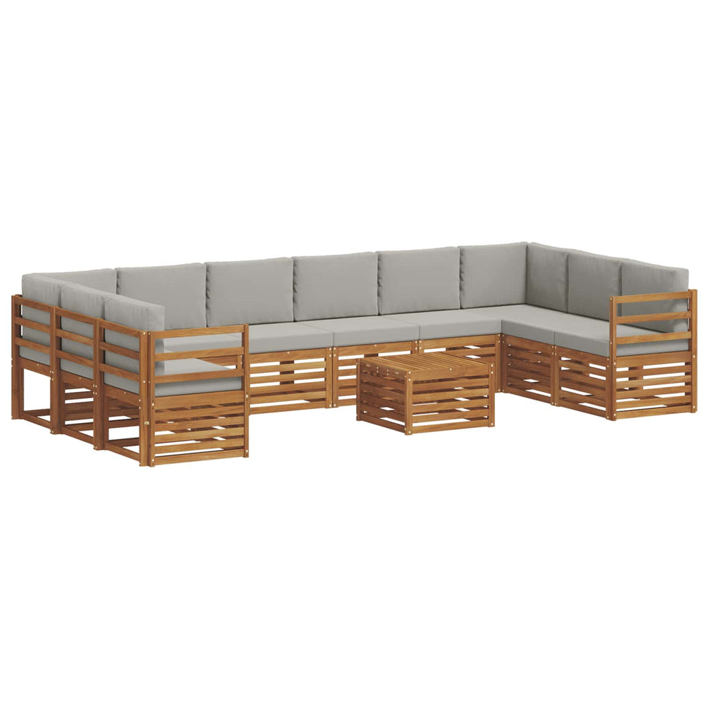 vidaXL Outdoor-Sofagarnitur mit Kissen 11 pcs Natürlich und Hellgrau