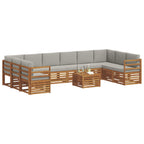 vidaXL Outdoor-Sofagarnitur mit Kissen 11 pcs Natürlich und Hellgrau