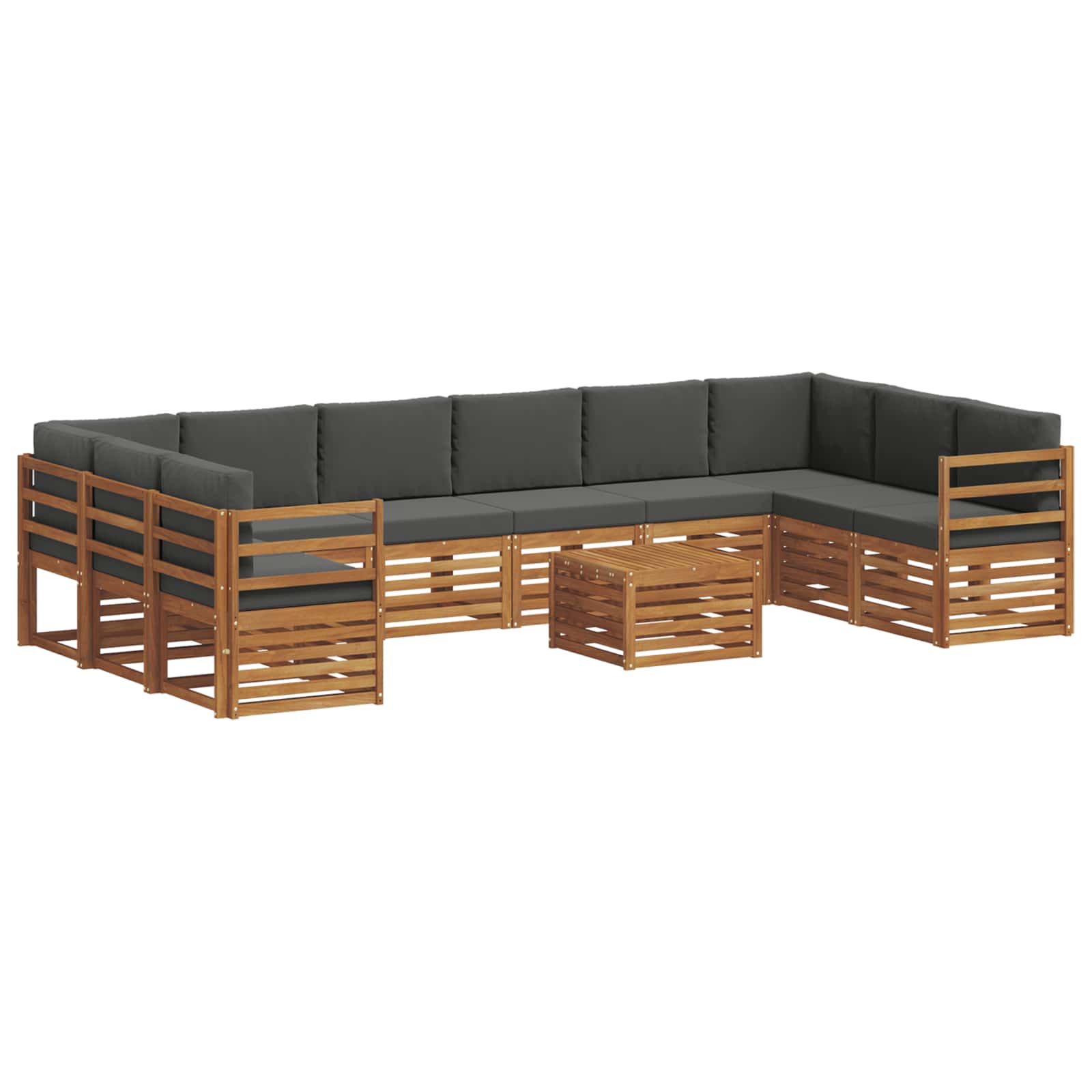 vidaXL Outdoor-Sofagarnitur mit Kissen 11 pcs Natur und Anthrazit
