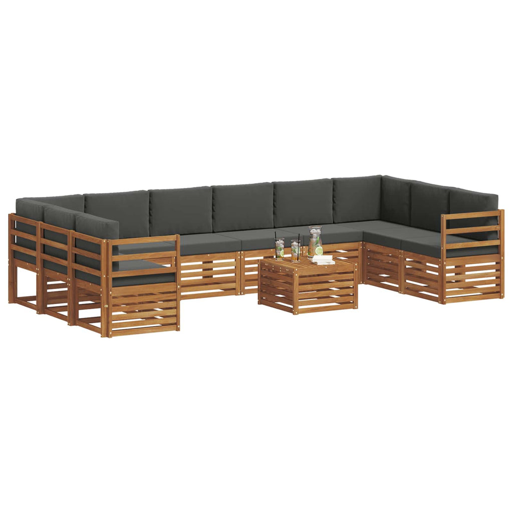 vidaXL Outdoor-Sofagarnitur mit Kissen 11 pcs Natur und Anthrazit