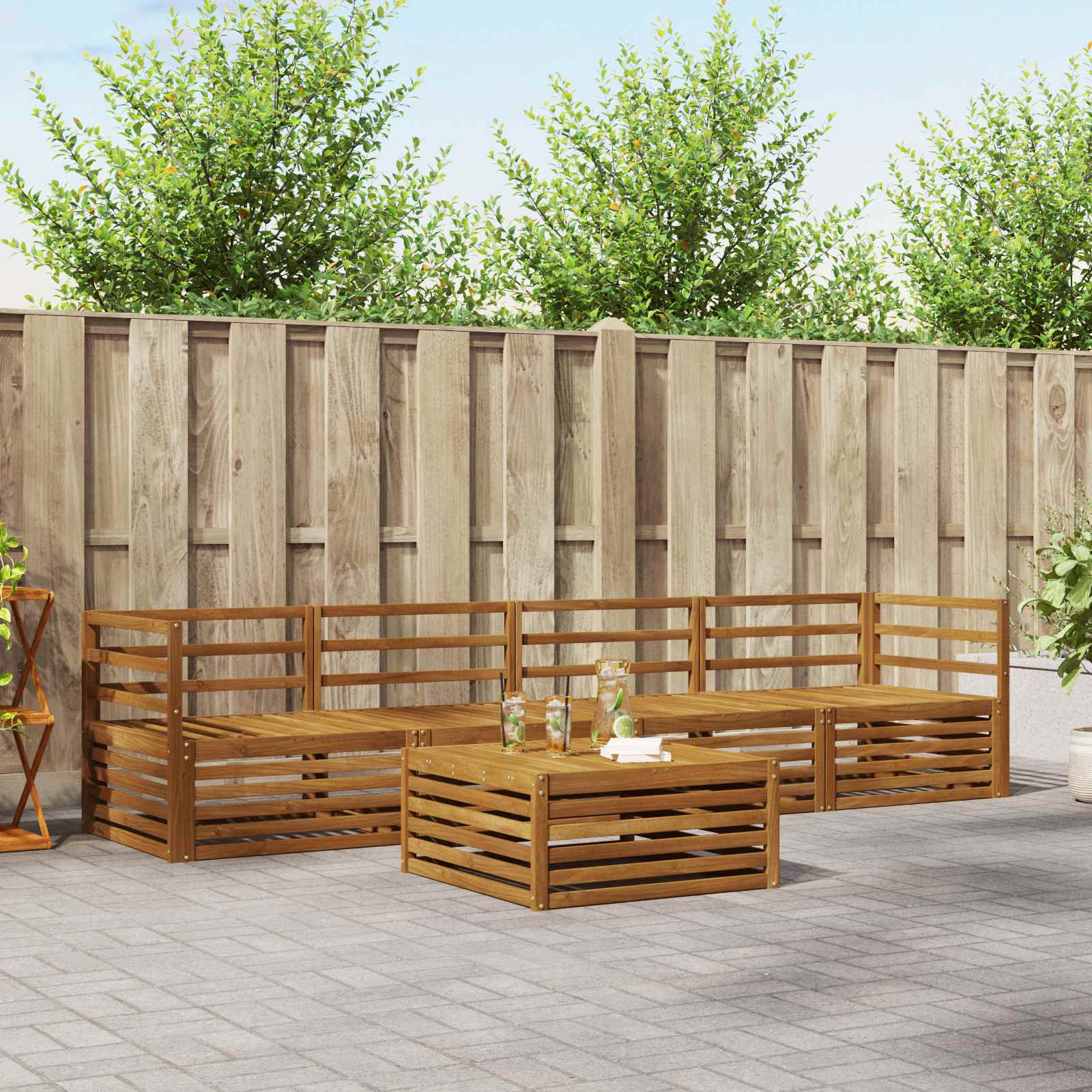 vidaXL Outdoor-Sofagarnitur 5 pcs Natur Massivholz Akazie