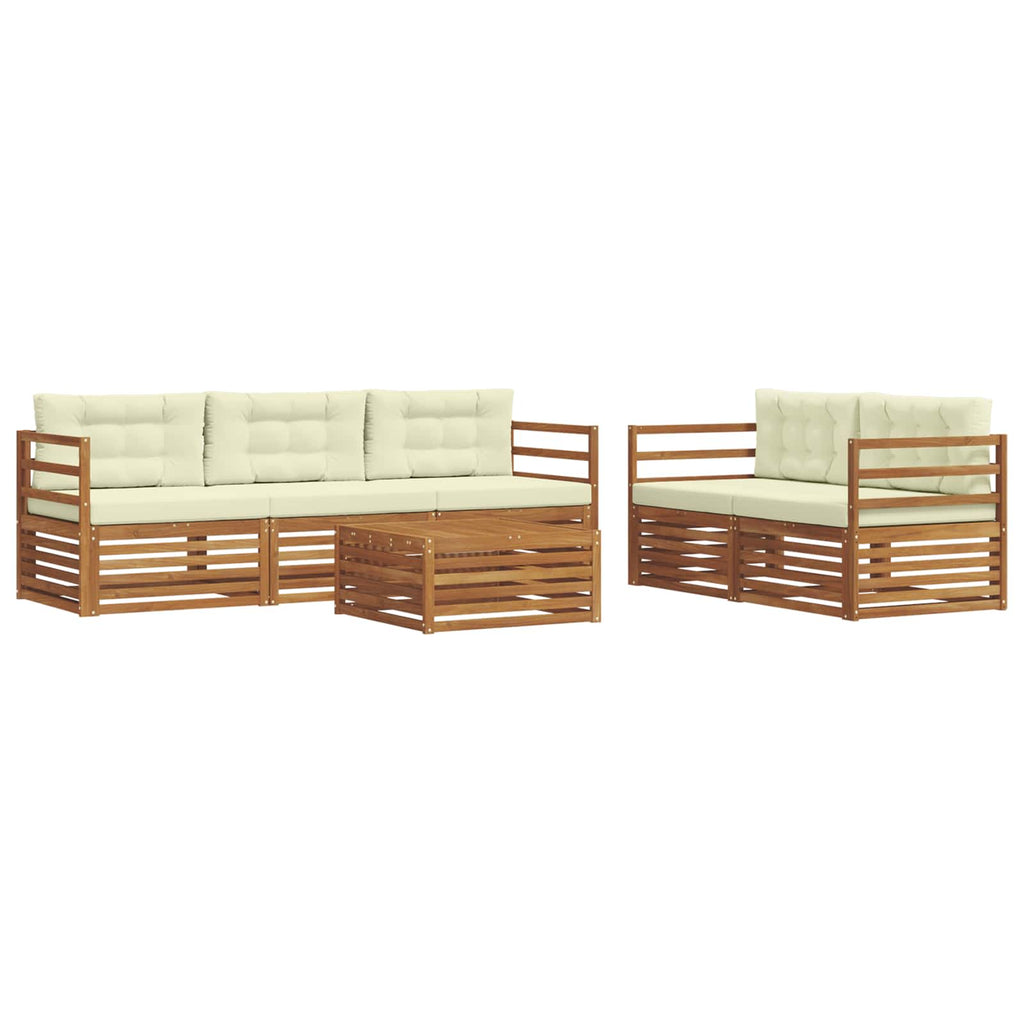 vidaXL Outdoor-Sofagarnitur mit Kissen 6 pcs Natur und Creme