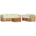 vidaXL Outdoor-Sofagarnitur mit Kissen 6 pcs Natur und Creme