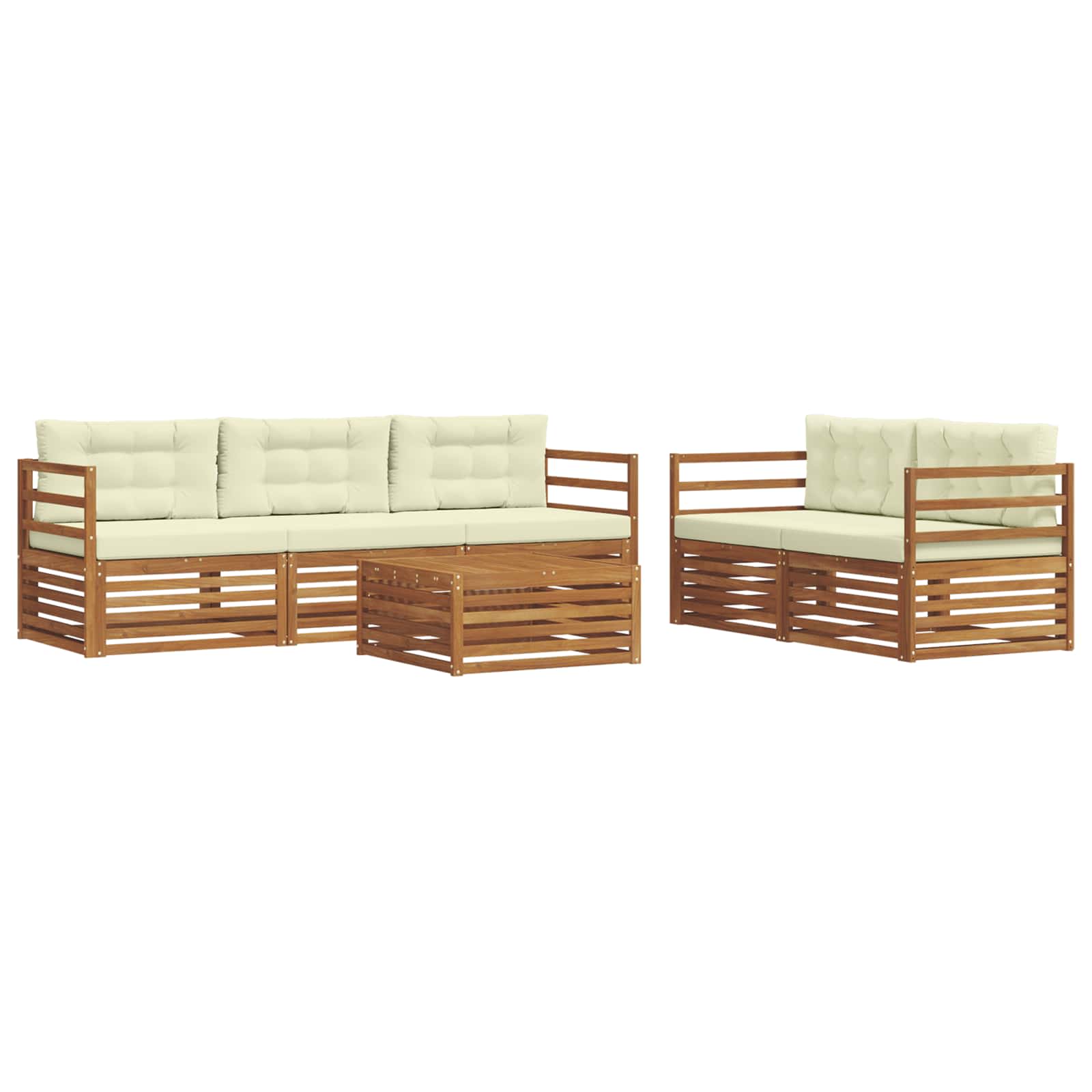 vidaXL Outdoor-Sofagarnitur mit Kissen 6 pcs Natur und Creme