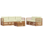 vidaXL Outdoor-Sofagarnitur mit Kissen 6 pcs Natur und Creme