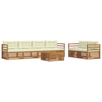 vidaXL Outdoor-Sofagarnitur mit Kissen 7 pcs Natur und Creme