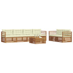 vidaXL Outdoor-Sofagarnitur mit Kissen 7 pcs Natur und Creme