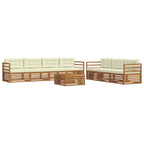 vidaXL Outdoor-Sofagarnitur mit Kissen 8 pcs Natur und Creme