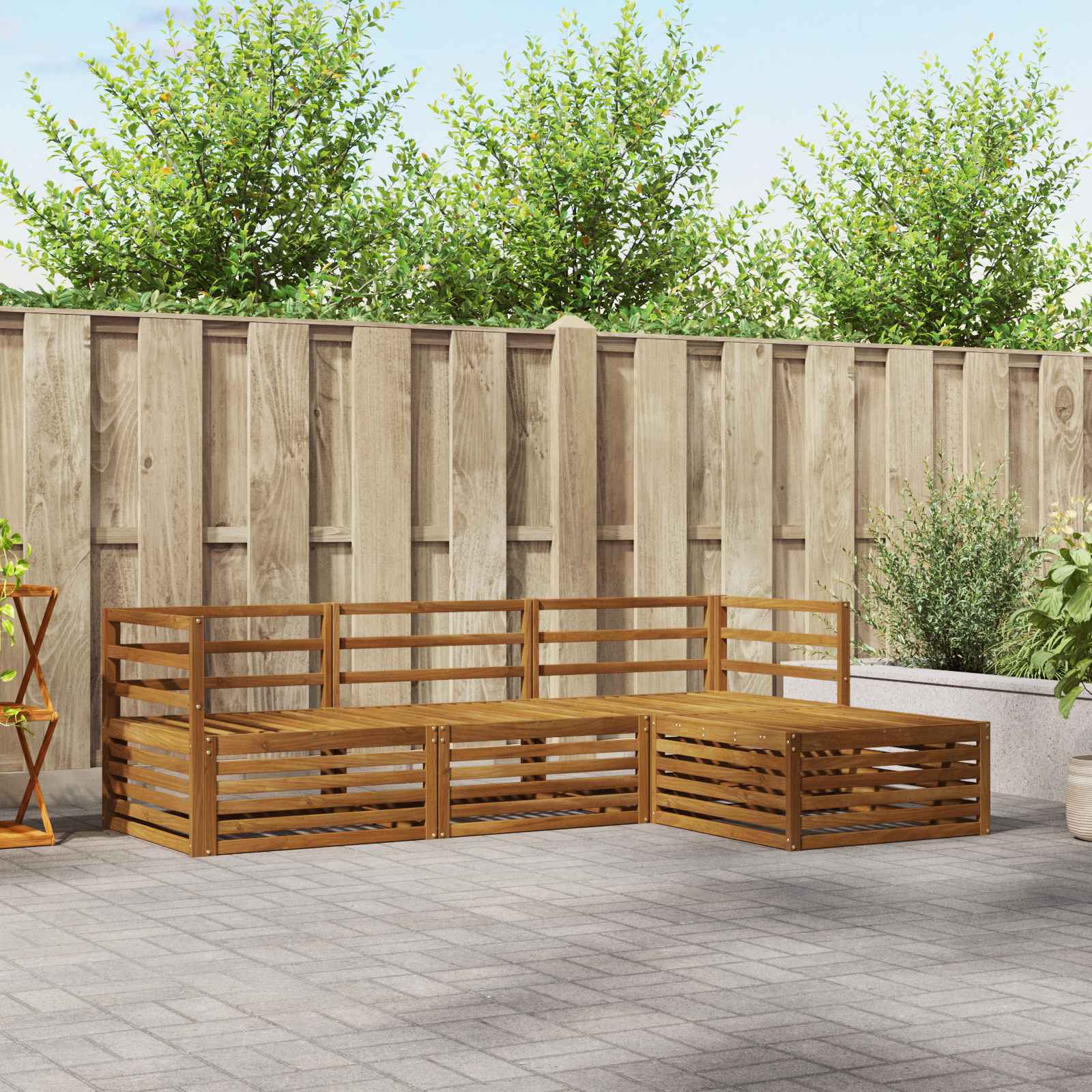 vidaXL Outdoor-Sofagarnitur Natur 245,5 x 162,5 x 73 cm