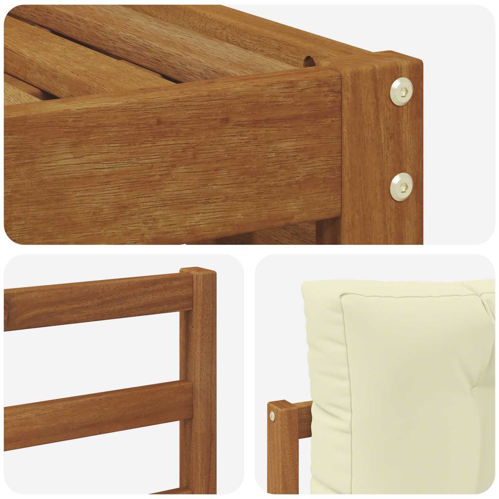 vidaXL Outdoor-Sofagarnitur Natur und Creme 245,5 x 162,5 x 73 cm