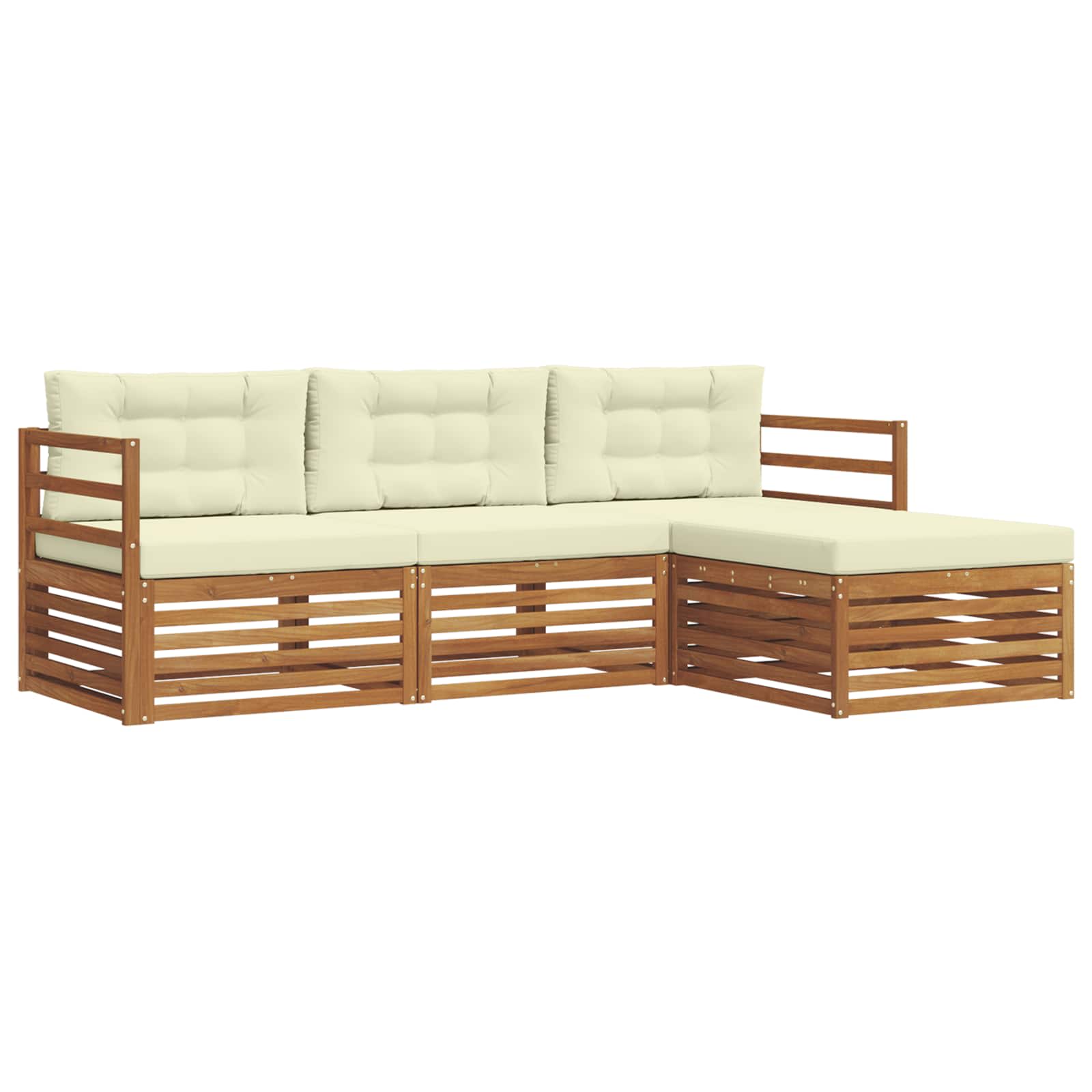 vidaXL Outdoor-Sofagarnitur Natur und Creme 245,5 x 162,5 x 73 cm