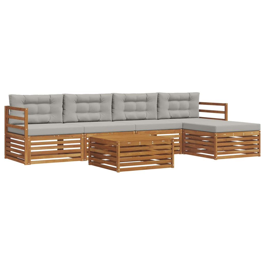 vidaXL Outdoor-Sofagarnitur mit Kissen 6 pcs Natürlich und Hellgrau