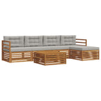 vidaXL Outdoor-Sofagarnitur mit Kissen 6 pcs Natürlich und Hellgrau