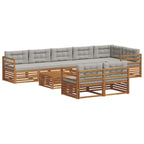 vidaXL Outdoor-Sofagarnitur mit Kissen 9 pcs Natürlich und Hellgrau