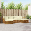 vidaXL Sofagarnituren 6 pcs Natur und Creme Massivholz Akazie