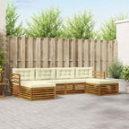 vidaXL Sofagarnituren 6 pcs Natur und Creme Massivholz Akazie