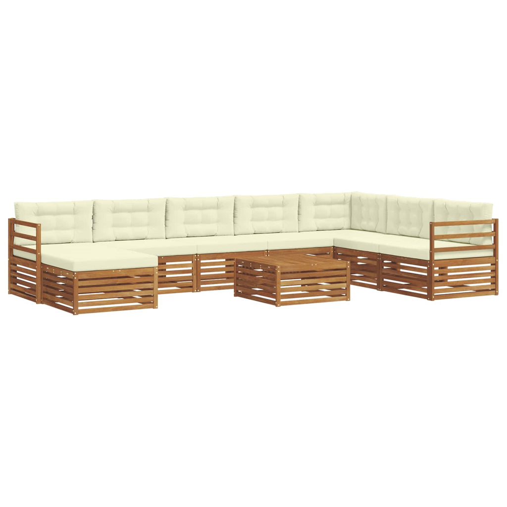 vidaXL Outdoor-Sofagarnitur 9 pcs Natur und Creme Massivholz Akazie