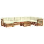 vidaXL Outdoor-Sofagarnitur 9 pcs Natur und Creme Massivholz Akazie