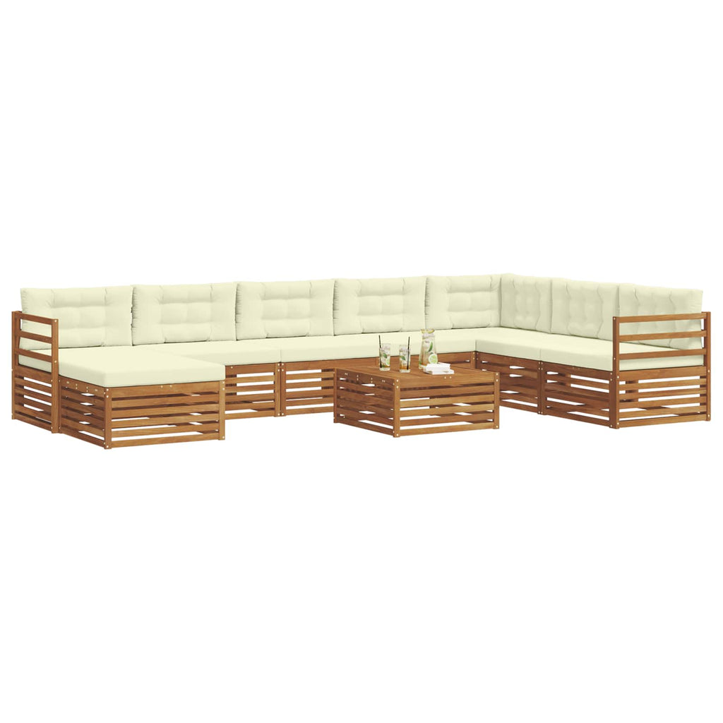 vidaXL Outdoor-Sofagarnitur 9 pcs Natur und Creme Massivholz Akazie