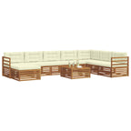 vidaXL Outdoor-Sofagarnitur 9 pcs Natur und Creme Massivholz Akazie