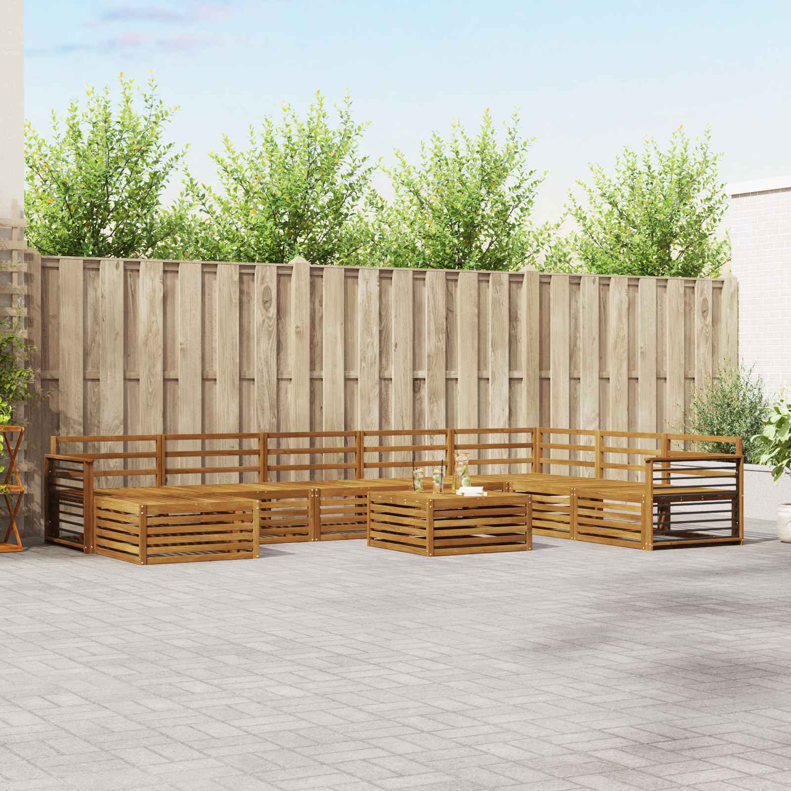 vidaXL Sofagarnituren 9 pcs Natur Massivholz Akazie
