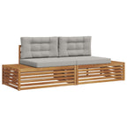 vidaXL Outdoor-Sofagarnitur Natürlich und Hellgrau 203,5 x 83 x 73 cm