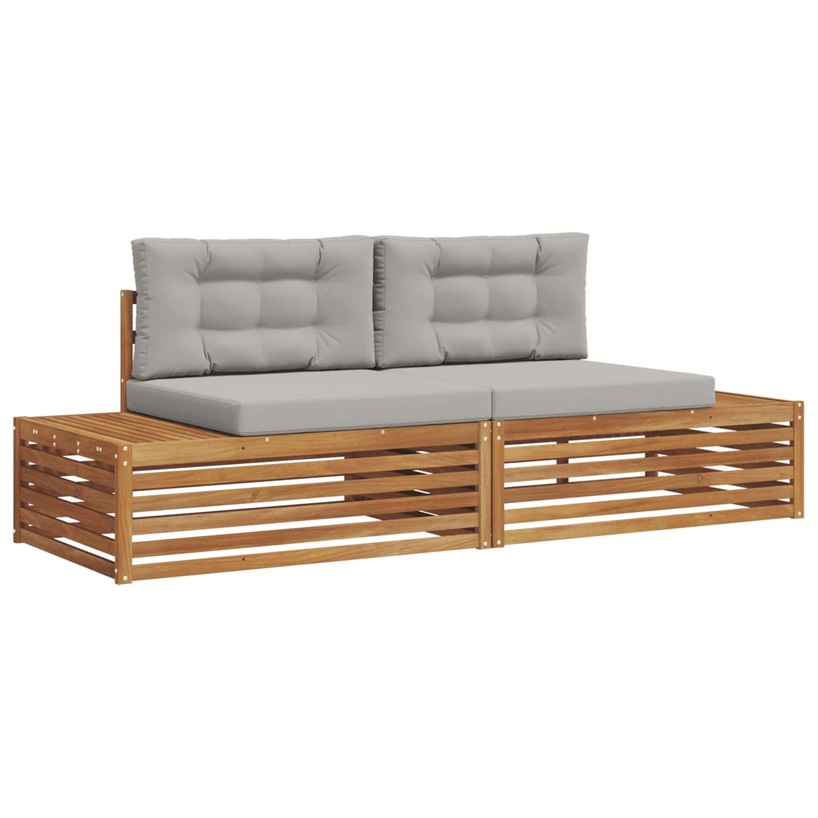 vidaXL Outdoor-Sofagarnitur Natürlich und Hellgrau 203,5 x 83 x 73 cm