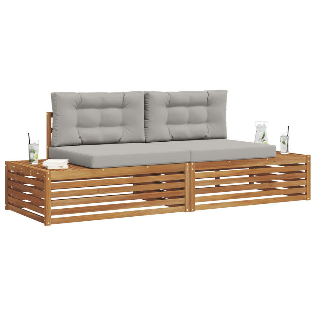 vidaXL Outdoor-Sofagarnitur Natürlich und Hellgrau 203,5 x 83 x 73 cm