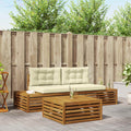 vidaXL Outdoor-Sofagarnitur mit Kissen 3 Stück Natur und Creme