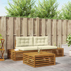 vidaXL Outdoor-Sofagarnitur mit Kissen 3 Stück Natur und Creme
