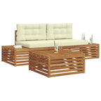 vidaXL Outdoor-Sofagarnitur mit Kissen 3 Stück Natur und Creme