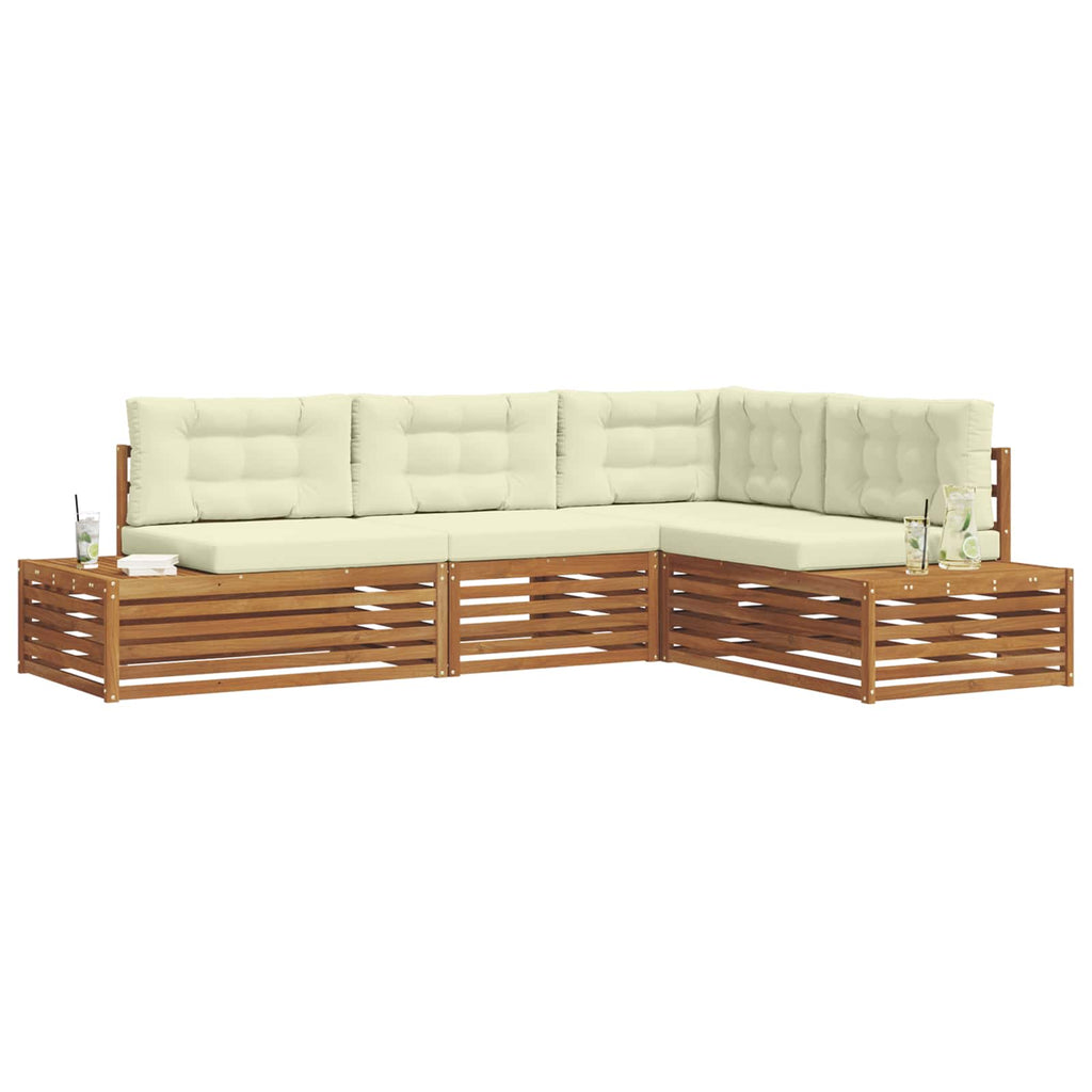 vidaXL Outdoor-Sofagarnitur mit Kissen 4 Stück Natur und Creme