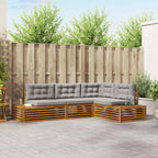 vidaXL Outdoor-Sofagarnitur mit Kissen 4 Stück Natürlich und Hellgrau