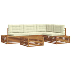 vidaXL Outdoor-Sofagarnitur mit Kissen 5 Stück Natur und Creme