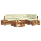 vidaXL Outdoor-Sofagarnitur mit Kissen 5 Stück Natur und Creme