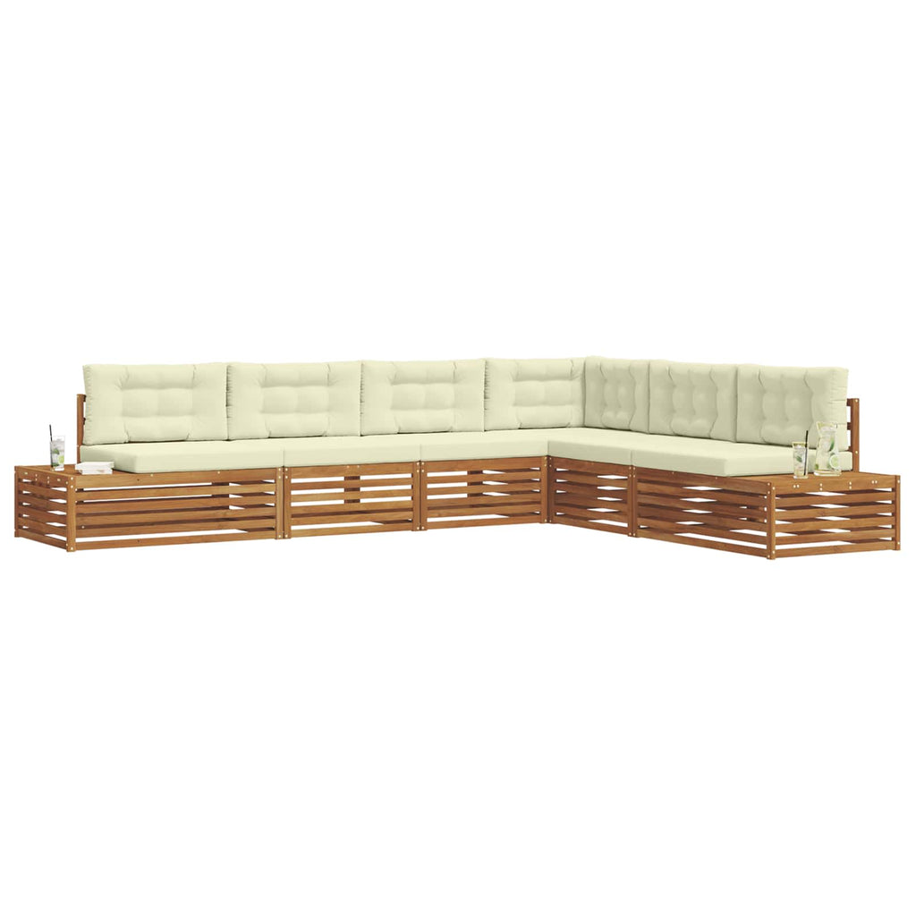 vidaXL Outdoor-Sofagarnitur mit Kissen 6 Stück Natur und Creme
