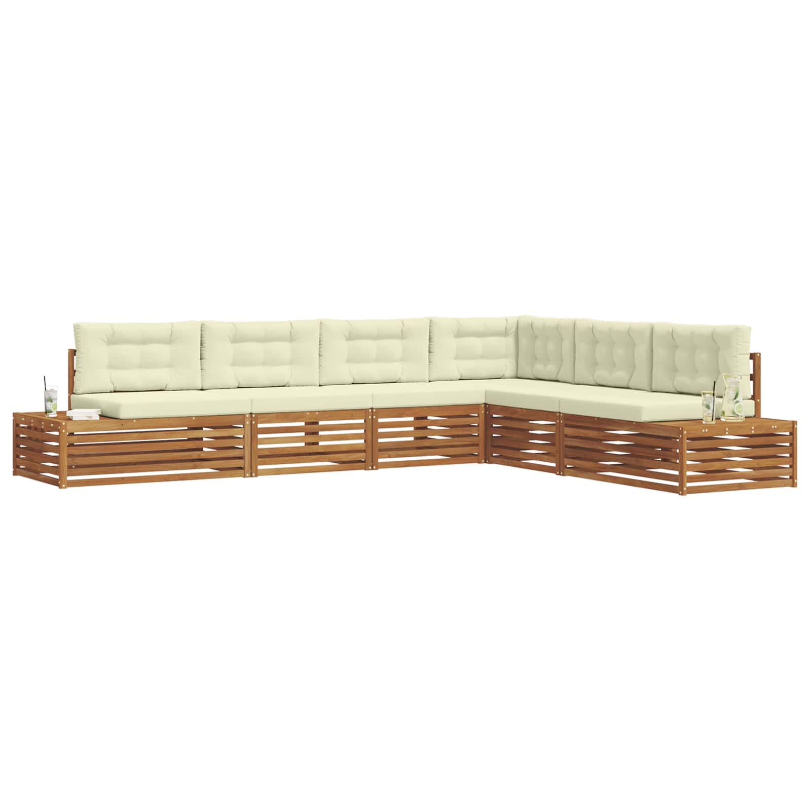 vidaXL Outdoor-Sofagarnitur mit Kissen 6 Stück Natur und Creme
