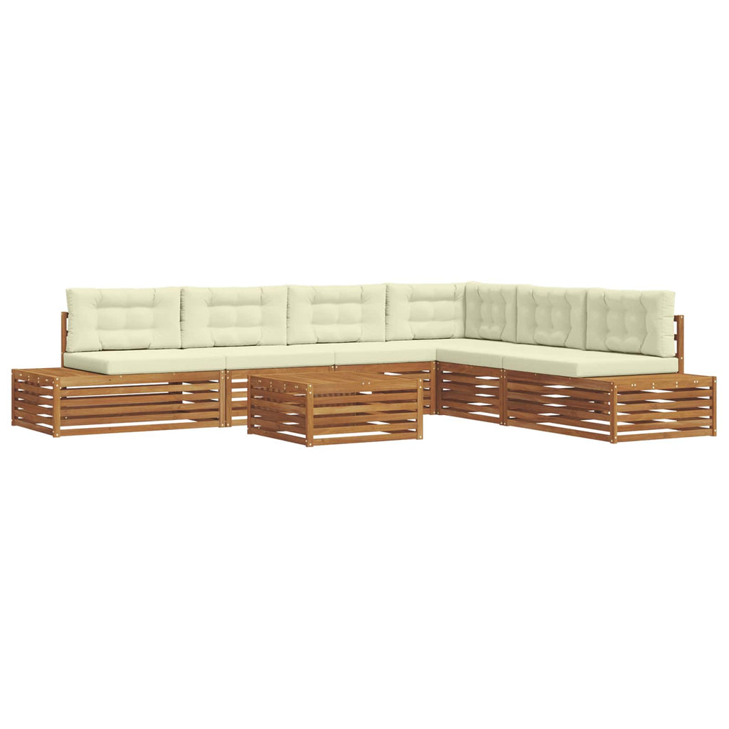 vidaXL Outdoor-Sofagarnitur mit Kissen 7 Stück Natur und Creme