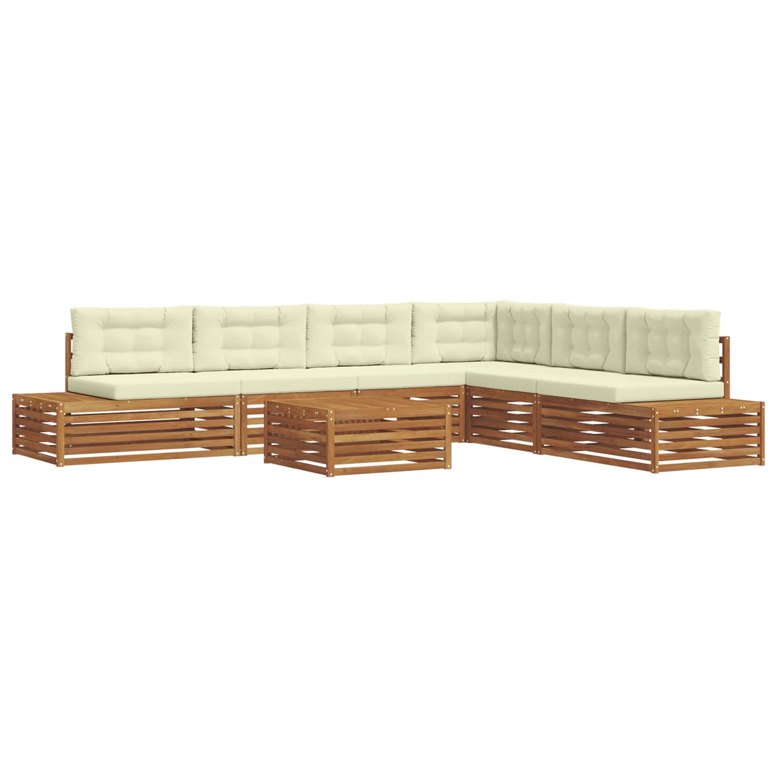 vidaXL Outdoor-Sofagarnitur mit Kissen 7 Stück Natur und Creme