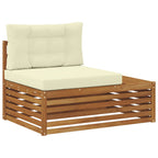 vidaXL Outdoor-Sofagarnitur mit Kissen 7 Stück Natur und Creme