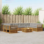 vidaXL Outdoor-Sofagarnitur mit Kissen 10 pcs Natürlich und Hellgrau
