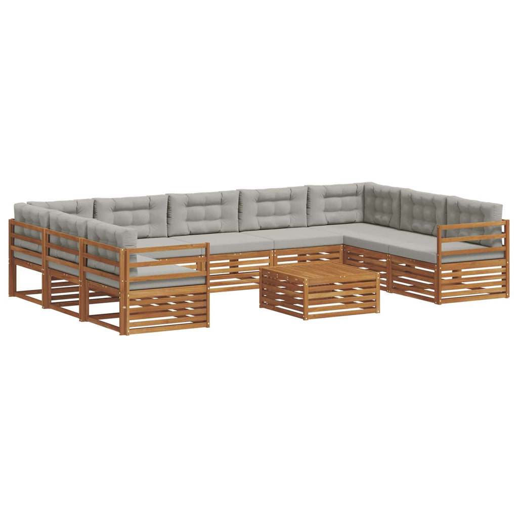 vidaXL Outdoor-Sofagarnitur mit Kissen 10 pcs Natürlich und Hellgrau