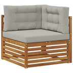 vidaXL Outdoor-Sofagarnitur mit Kissen 10 pcs Natürlich und Hellgrau