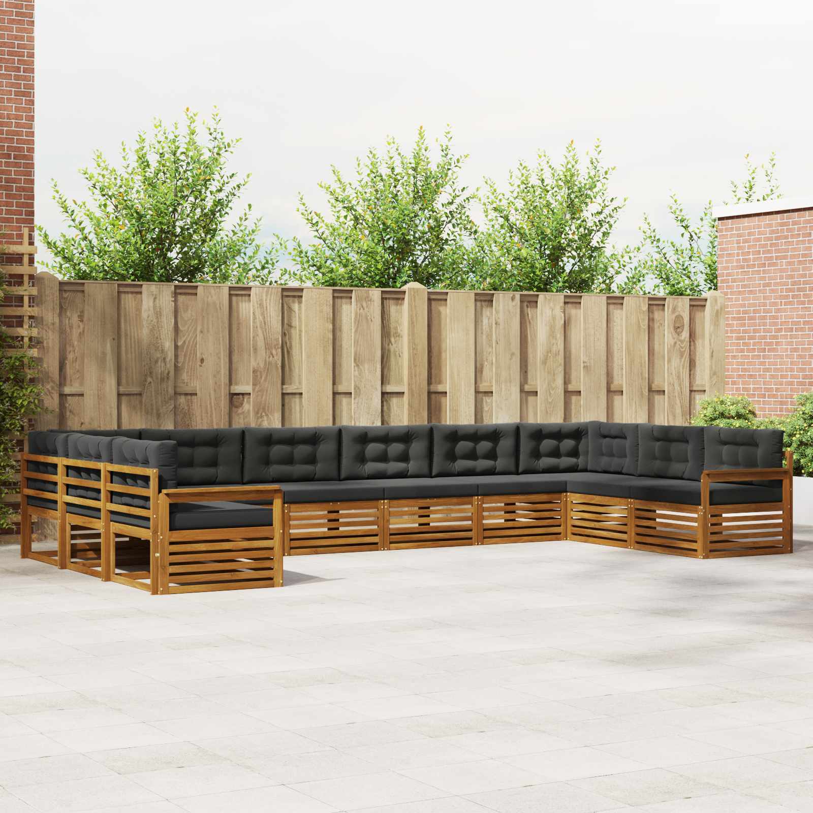 vidaXL Sofagarnituren 9 pcs Natur und Anthrazit Massivholz Akazie