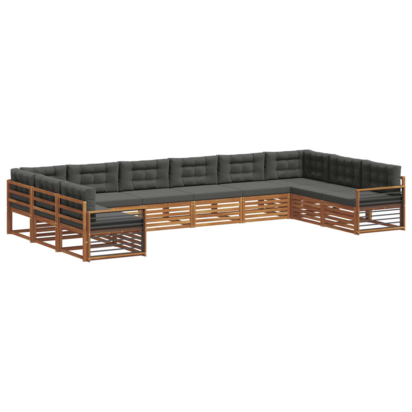 vidaXL Sofagarnituren 11 pcs Natur und Anthrazit Massivholz Akazie
