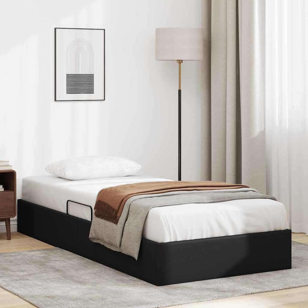 vidaXL Aufbewahrungsbett mit Kopfteil Schwarz 90 x 190 cm Kunstleder