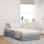 vidaXL Aufbewahrungsbett mit Kopfteil Hellgrau 90 x 190 cm Stoff