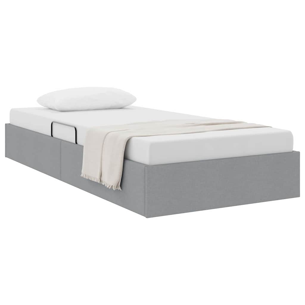 vidaXL Aufbewahrungsbett mit Kopfteil Hellgrau 90 x 190 cm Stoff