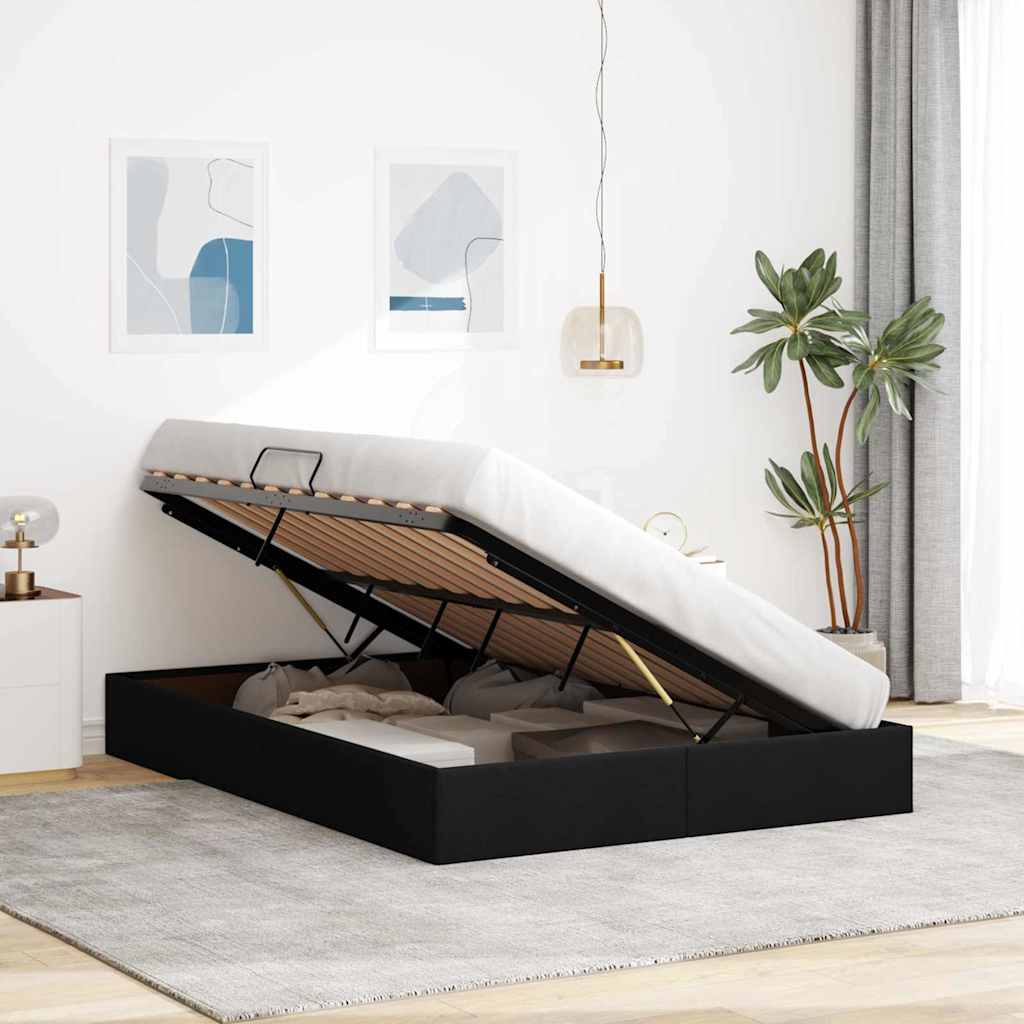 vidaXL Aufbewahrungsbett mit Kopfteil Hellgrau 90 x 190 cm Stoff