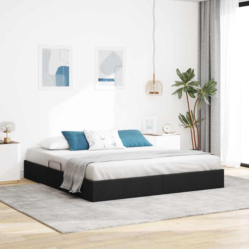 vidaXL Aufbewahrungsbett mit Kopfteil Hellgrau 90 x 190 cm Stoff